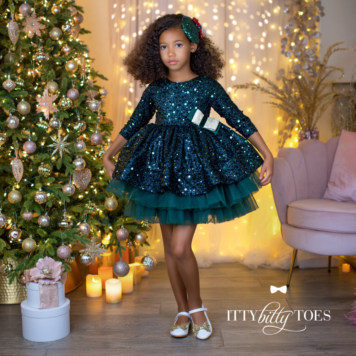Emerald christmas dress top