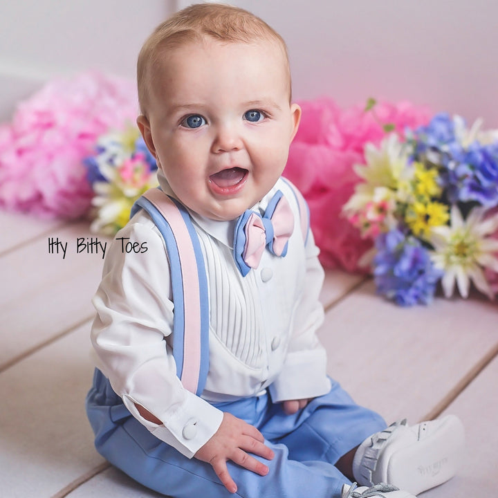 Christiano Suspenders Set (Blue & Pink) - Couture - Itty Bitty Toes
