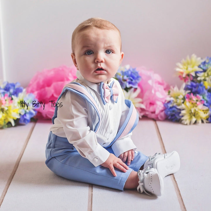 Christiano Suspenders Set (Blue & Pink) - Couture - Itty Bitty Toes