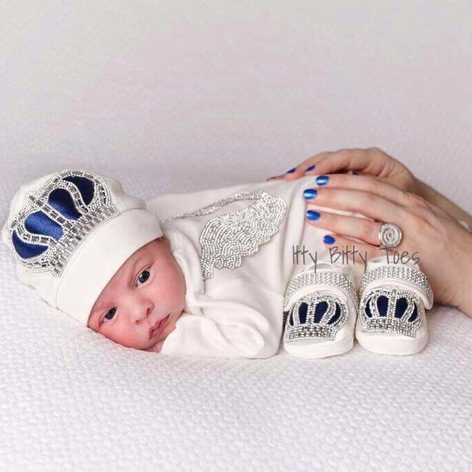 Angel Wings Jewels Set (Royal Blue) - Newborn Set - Itty Bitty Toes