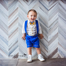 Charlie Shorts Set (Royal Blue & Gold) - Couture - Itty Bitty Toes