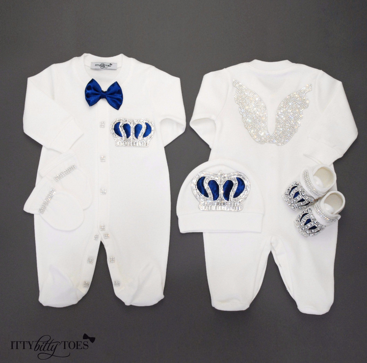 Angel Wings Jewels Set (Royal Blue) - Newborn Set - Itty Bitty Toes