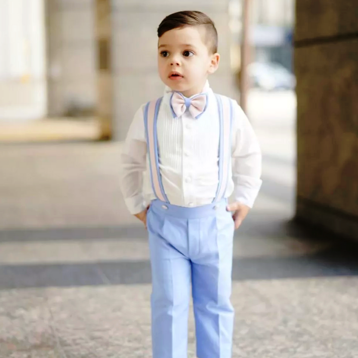 Christiano Suspenders Set (Blue & Pink) - Couture - Itty Bitty Toes