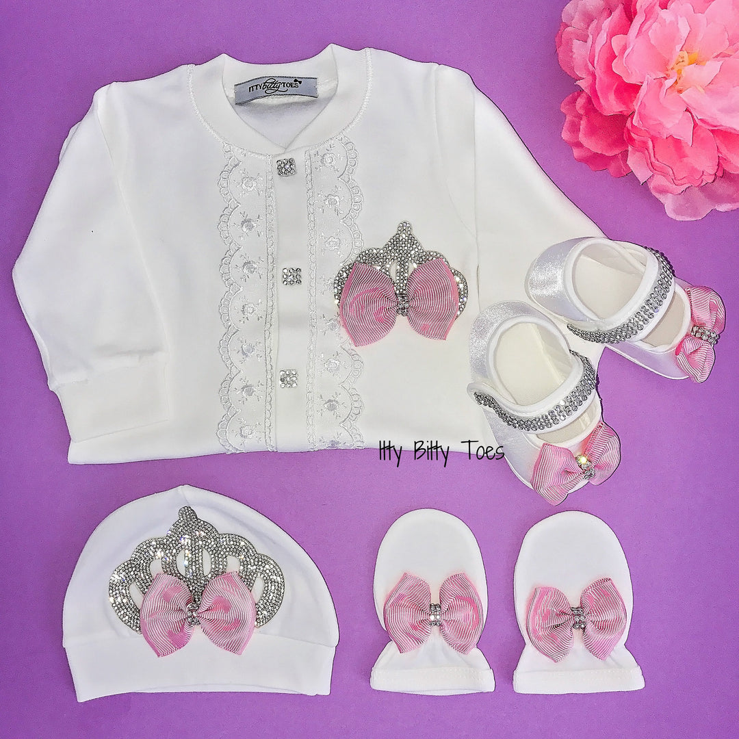 Angel Wings Jewels Set (Pink) - Newborn Set - Itty Bitty Toes