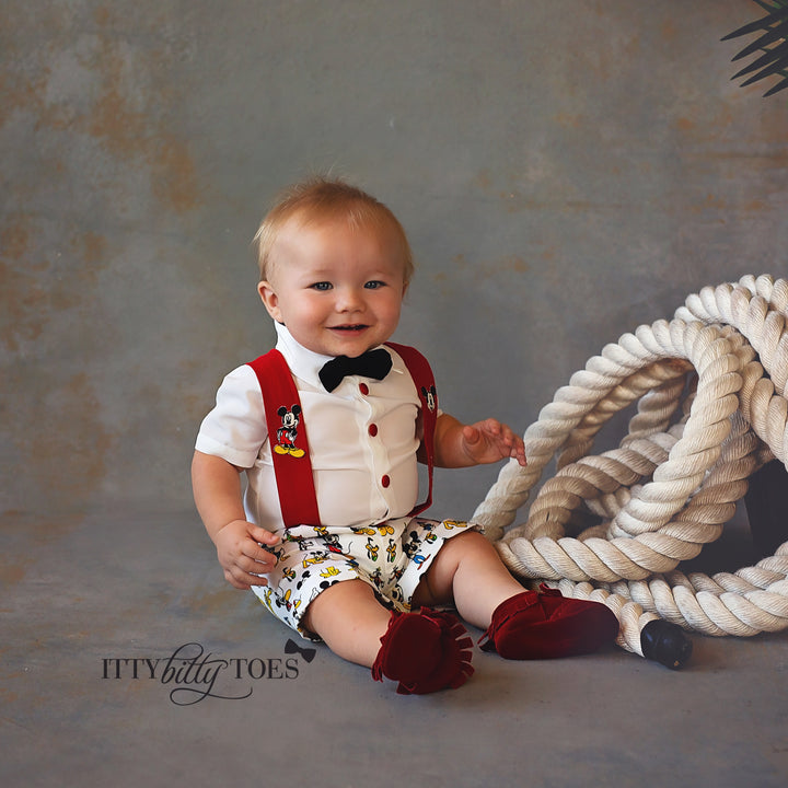 Mickey Mouse Inspired Suspenders Set - Couture - Itty Bitty Toes