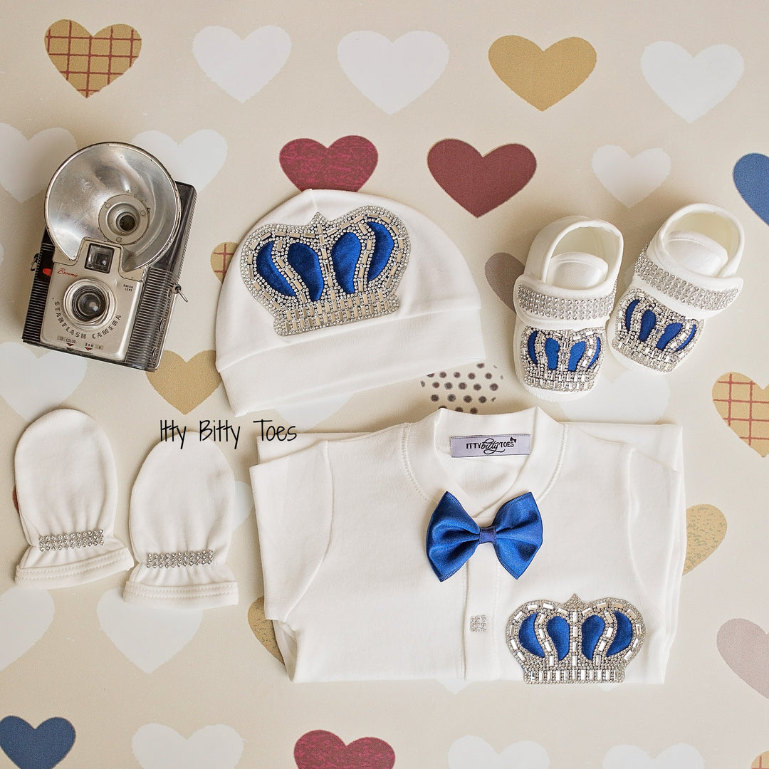 Angel Wings Jewels Set (Royal Blue) - Newborn Set - Itty Bitty Toes