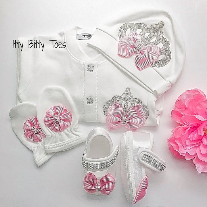 Crown Jewels Set (Pink) - Newborn Set - Itty Bitty Toes