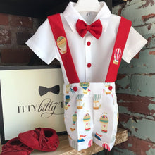 Red Balloon Suspender Set - Couture - Itty Bitty Toes