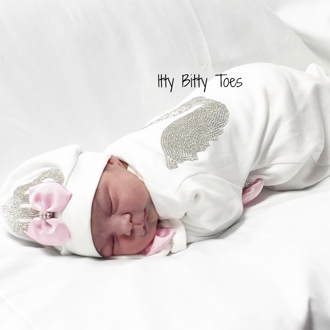 Angel Wings Jewels Set (Pink) - Newborn Set - Itty Bitty Toes