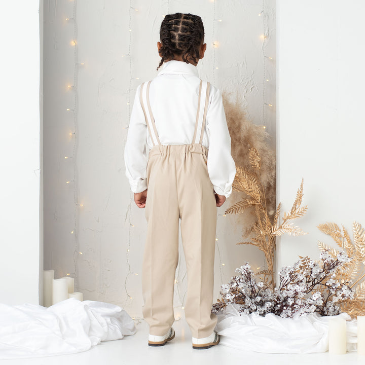 Christiano Suspenders Set (Beige & White)