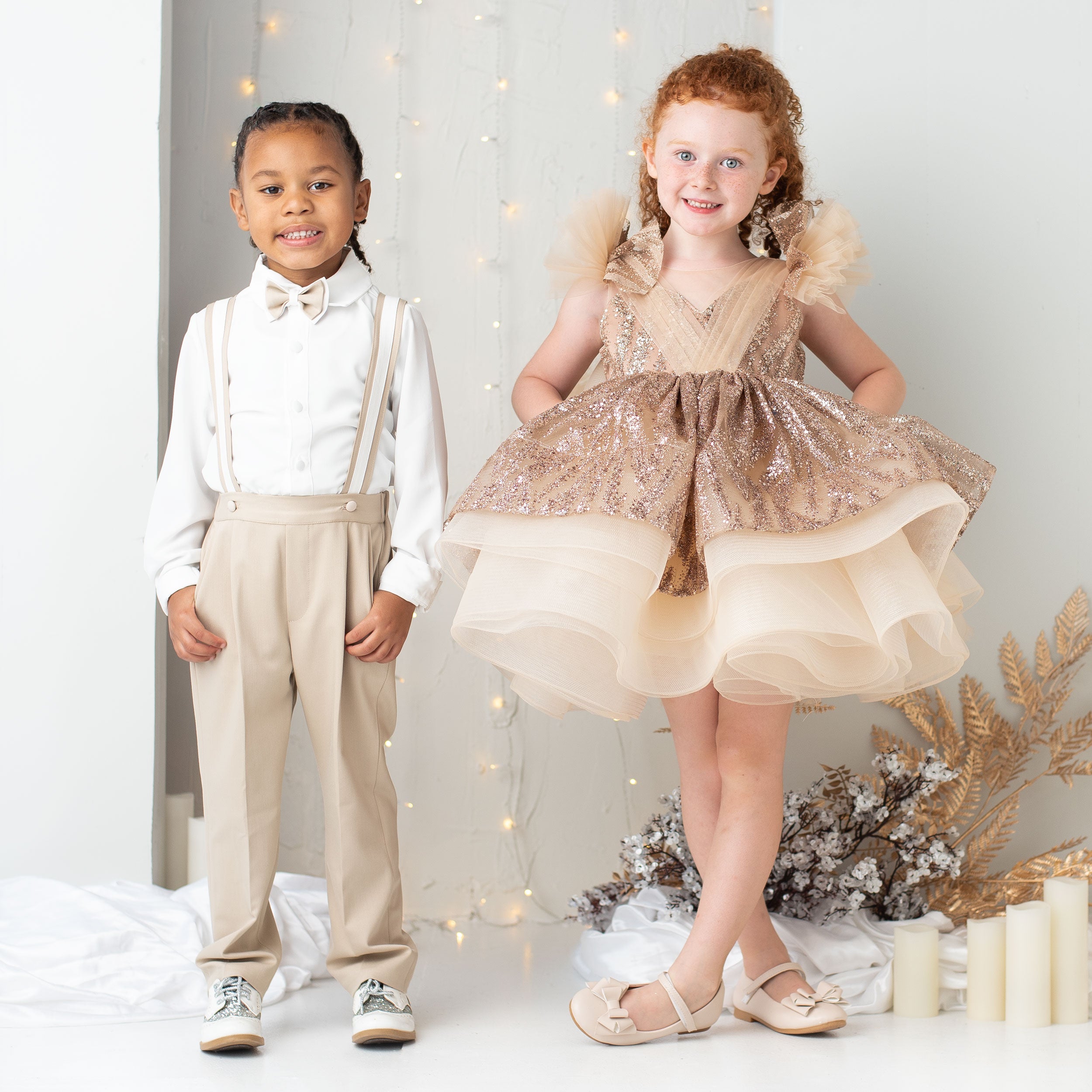 Christiano Suspenders Set (Beige & White) – Itty Bitty Toes