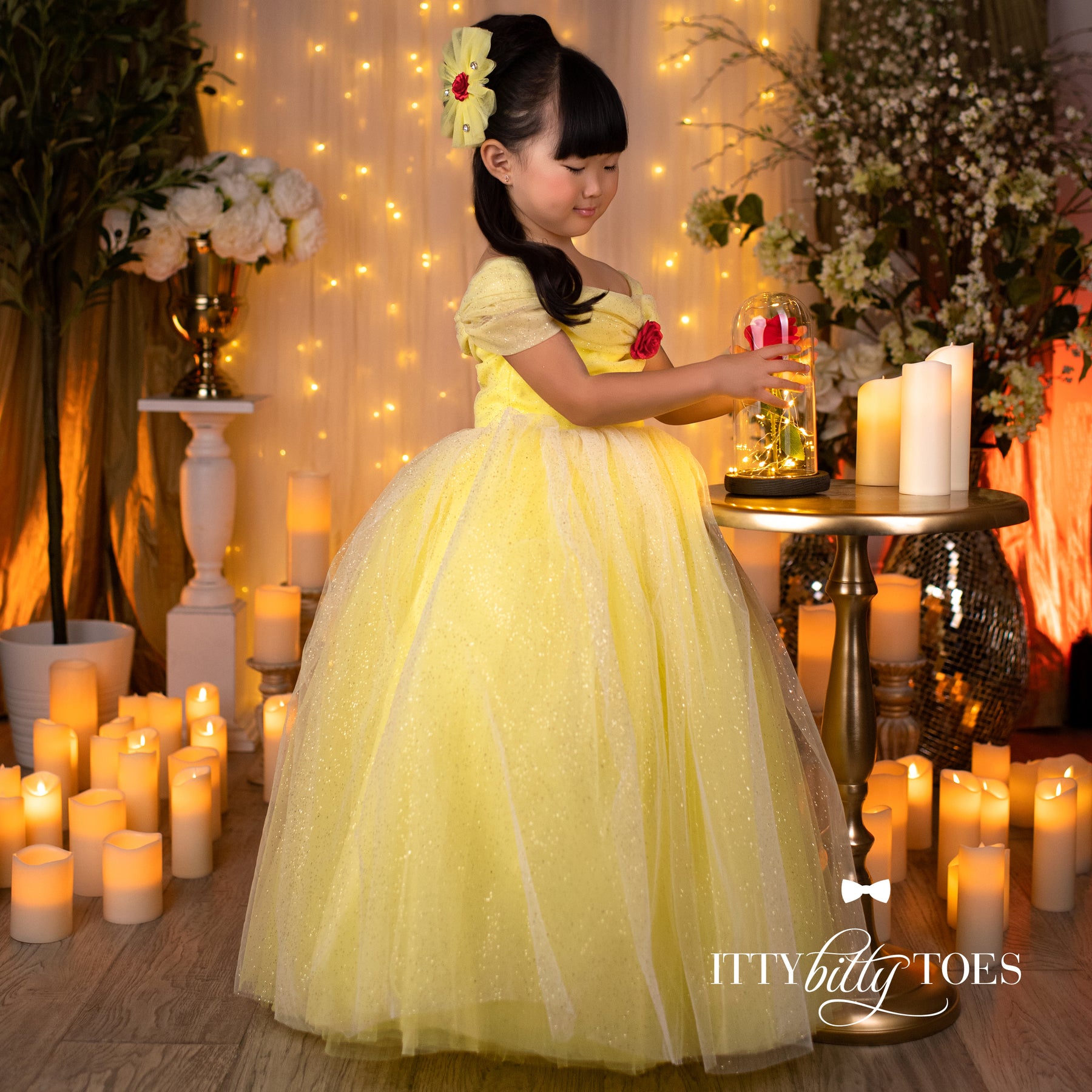 yellow dress princess Silk Pique Princess-Cut / FR 44 The lace 2X3" Snow White glitter IRON