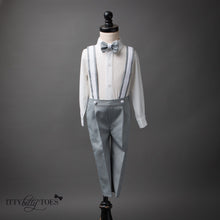 Christiano Suspenders Set (Gray & White) - Couture - Itty Bitty Toes