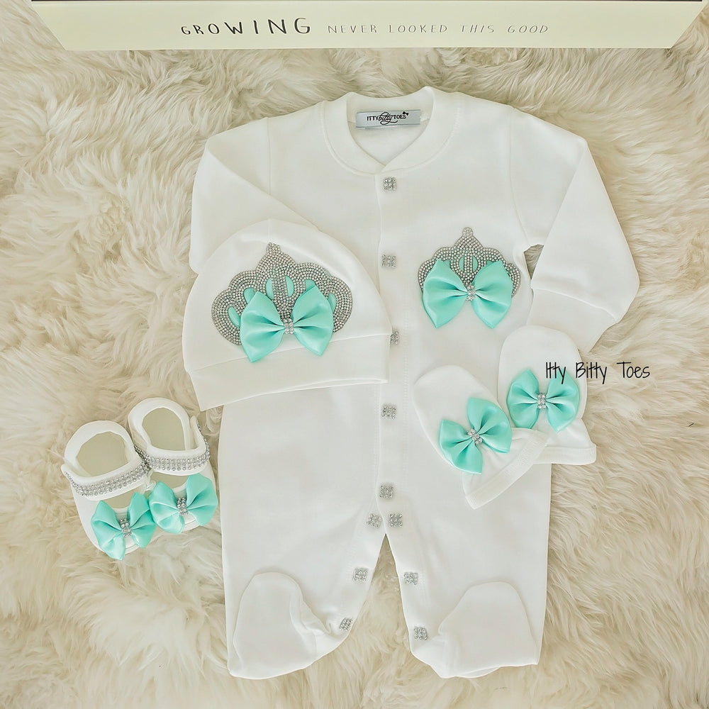 Crown Jewels Set (Mint) - Newborn Set - Itty Bitty Toes