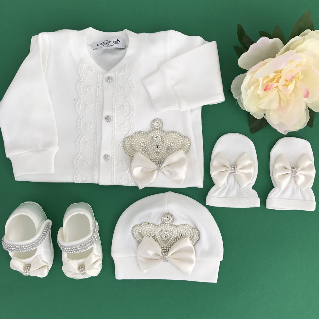 Crown Jewels Set (White) - Newborn Set - Itty Bitty Toes