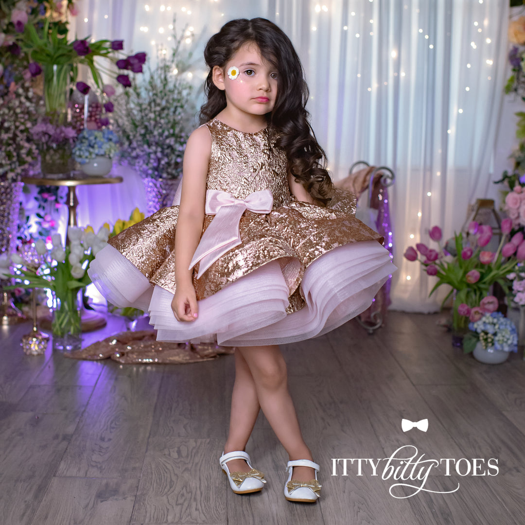 Glory Dress (Rose Gold & Pink) Itty Bitty Toes Glory Dress (Rose Gold & Pink) Itty Bitty Toes