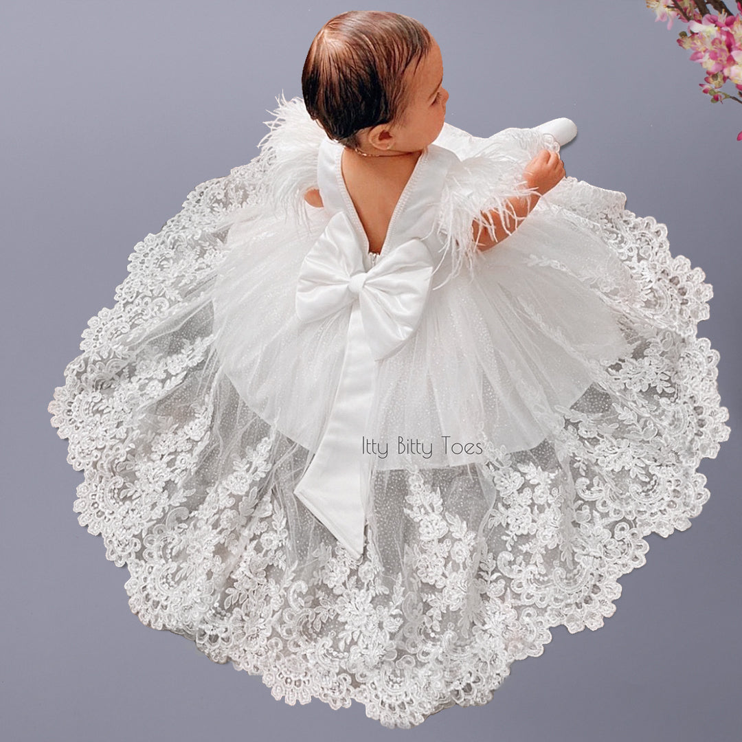 christening dresses Christening/baptism Girl Ivory Outfit,blessing Baptism Box,long Baptism Dress,cotton Lace Dress, Baptism Long Sleeve Dress,christening Gown made of embroidered netting with a rich floral design featuring embroidered flowers in a pretty shade of ivory with champagne cording Ella Christening Gown at Baby