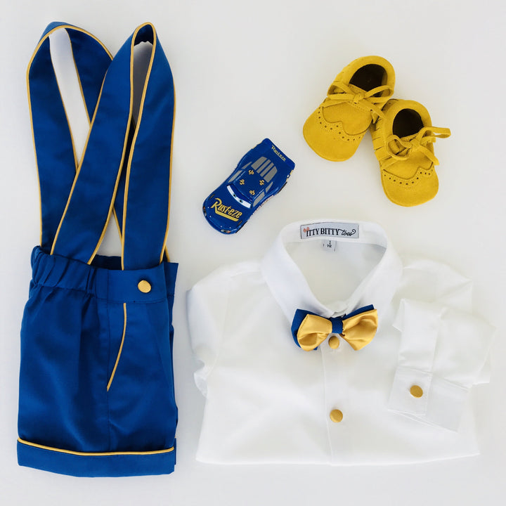 Charlie Shorts Set (Royal Blue & Gold) - Couture - Itty Bitty Toes