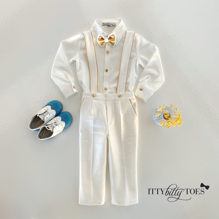 Charlie Pants Set (White & Gold)