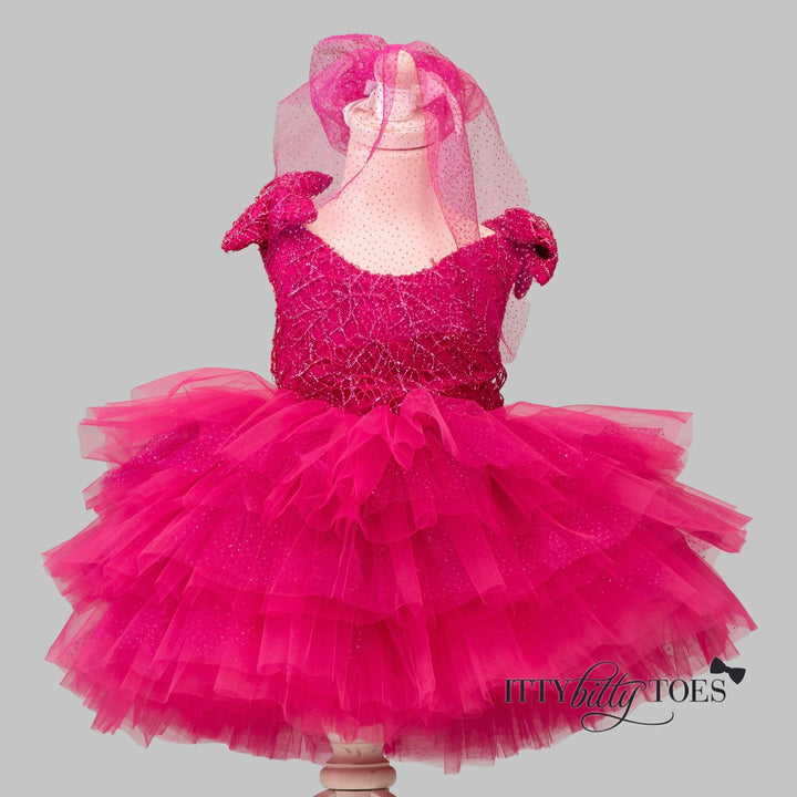 Kenzi Dress (Fuchsia Detachable Train)