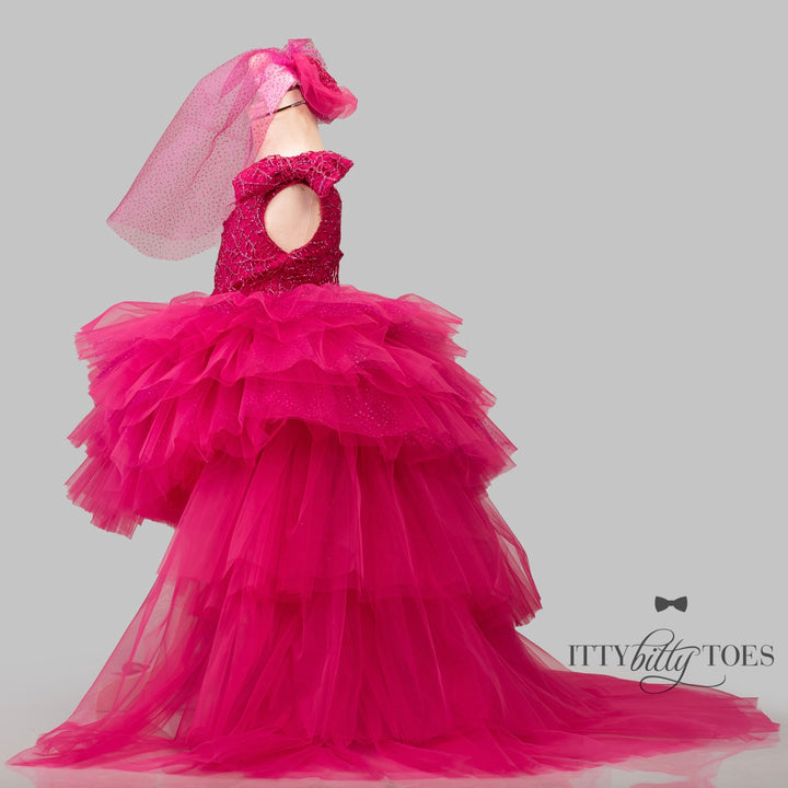 Kenzi Dress (Fuchsia Detachable Train)