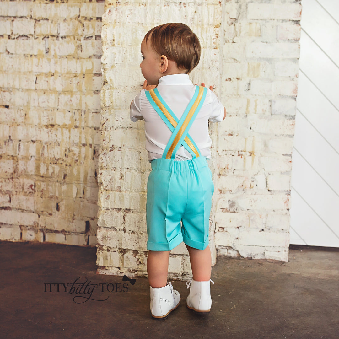 Christiano Shorts Set (Mint & Gold) - Couture - Itty Bitty Toes