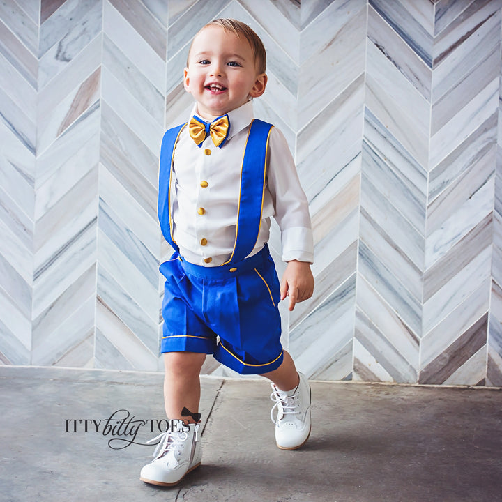 Charlie Shorts Set (Royal Blue & Gold) - Couture - Itty Bitty Toes