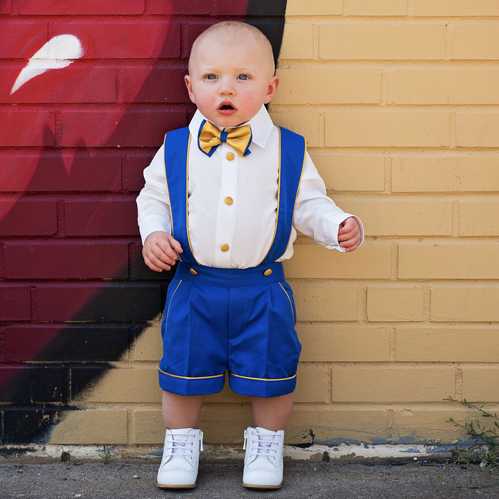 Charlie Shorts Set (Royal Blue & Gold) - Couture - Itty Bitty Toes