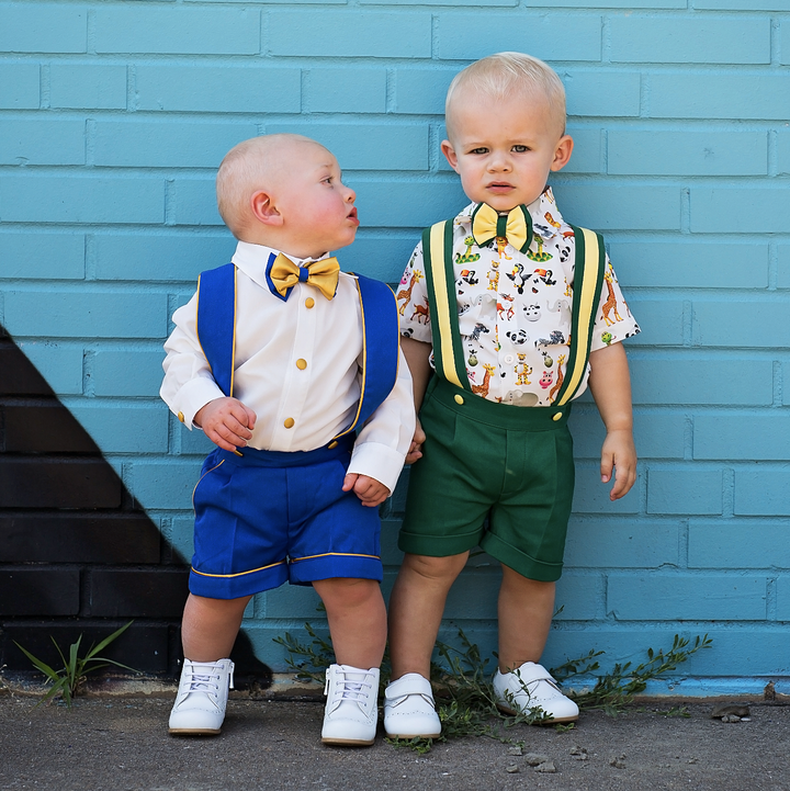 Charlie Shorts Set (Royal Blue & Gold) - Couture - Itty Bitty Toes