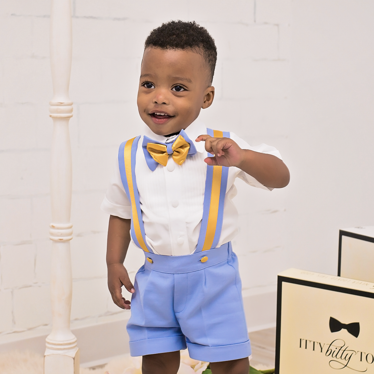 Christiano Shorts Set (Blue & Gold) – Itty Bitty Toes