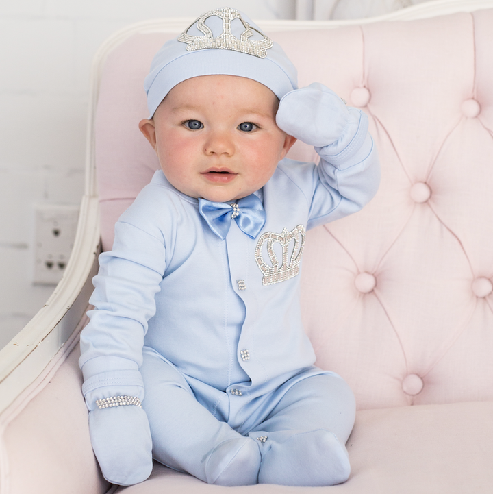 Angel Wings Jewels Set (Solid Blue) - Newborn Set - Itty Bitty Toes