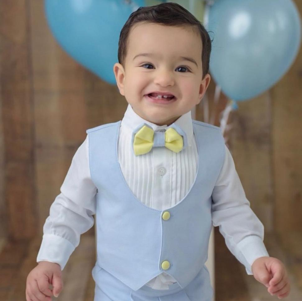 William Vest Set (Blue & Yellow) - Couture - Itty Bitty Toes