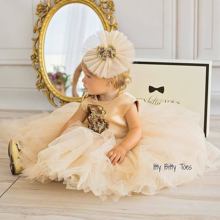 Sasha Dress (Champagne) - Couture - Itty Bitty Toes