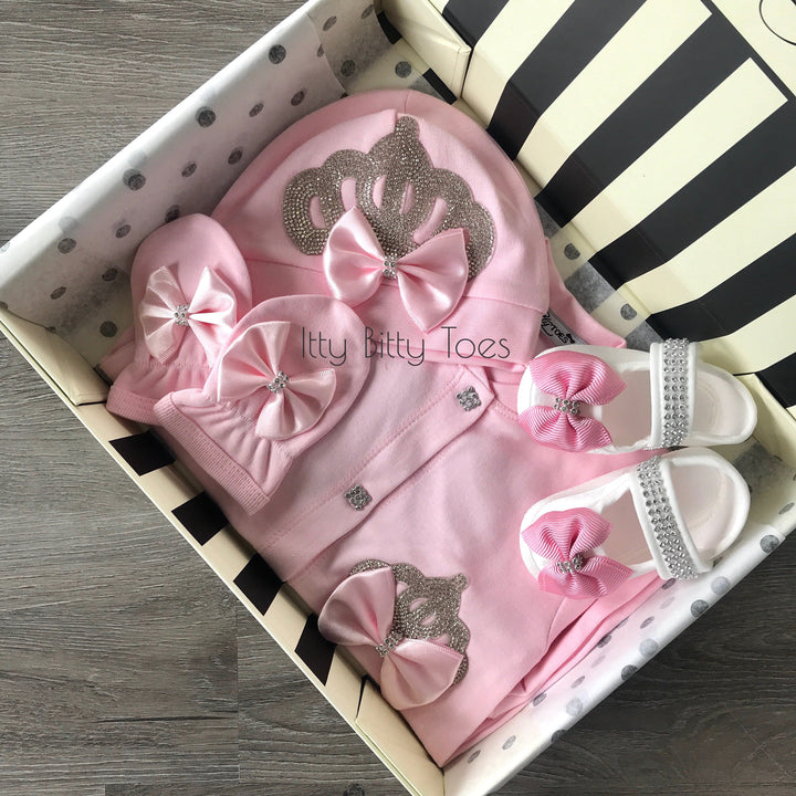 Angel Wings Jewels Set (Solid Pink) - Newborn Set - Itty Bitty Toes