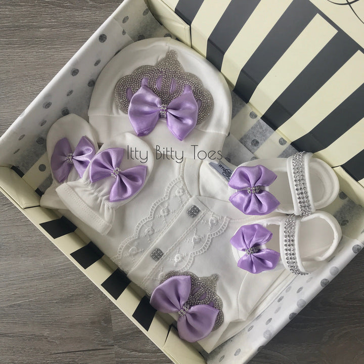 Angel Wings Jewels Set (Purple) - Newborn Set - Itty Bitty Toes