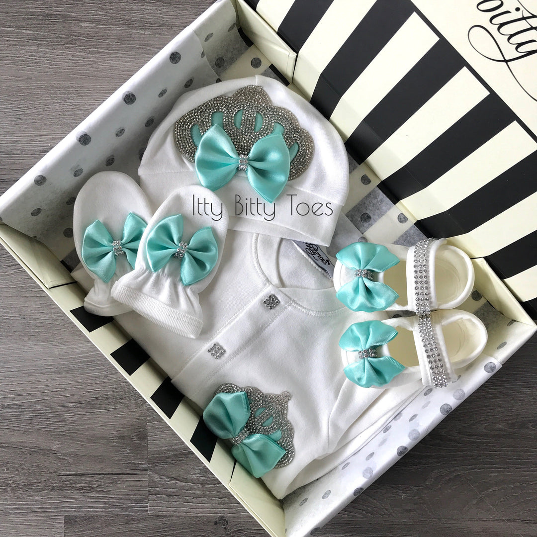 Crown Jewels Set (Mint) - Newborn Set - Itty Bitty Toes