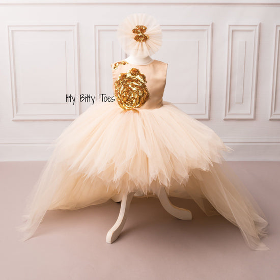 Sasha Dress (Champagne) - Baby Shop Online – Itty Bitty Toes