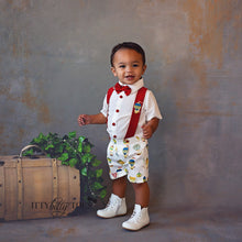 Red Balloon Suspender Set - Couture - Itty Bitty Toes