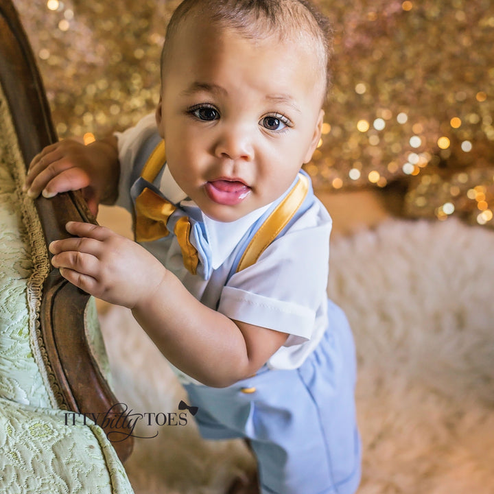 Christiano Shorts Set (Blue & Gold) - Couture - Itty Bitty Toes