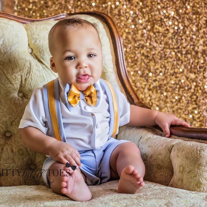 Christiano Shorts Set (Blue & Gold) - Couture - Itty Bitty Toes
