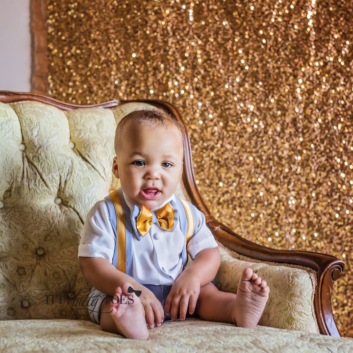 Christiano Shorts Set (Blue & Gold) - Couture - Itty Bitty Toes