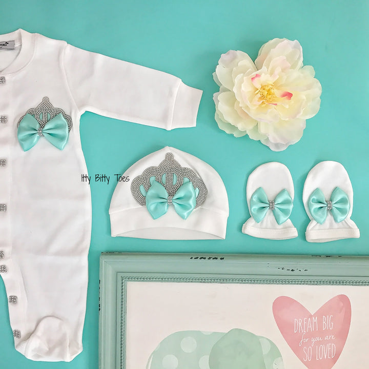 Crown Jewels Set (Mint) - Newborn Set - Itty Bitty Toes