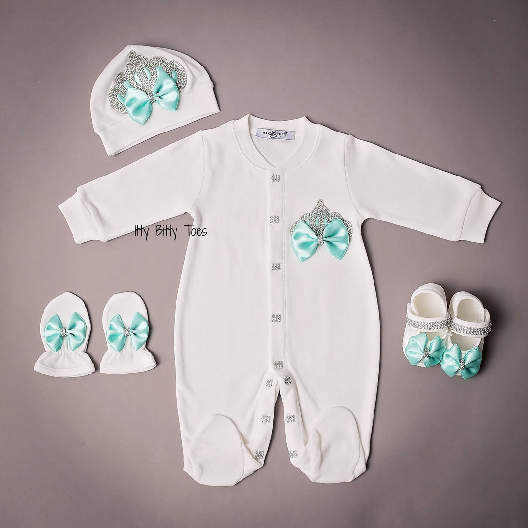 Crown Jewels Set (Mint) - Newborn Set - Itty Bitty Toes