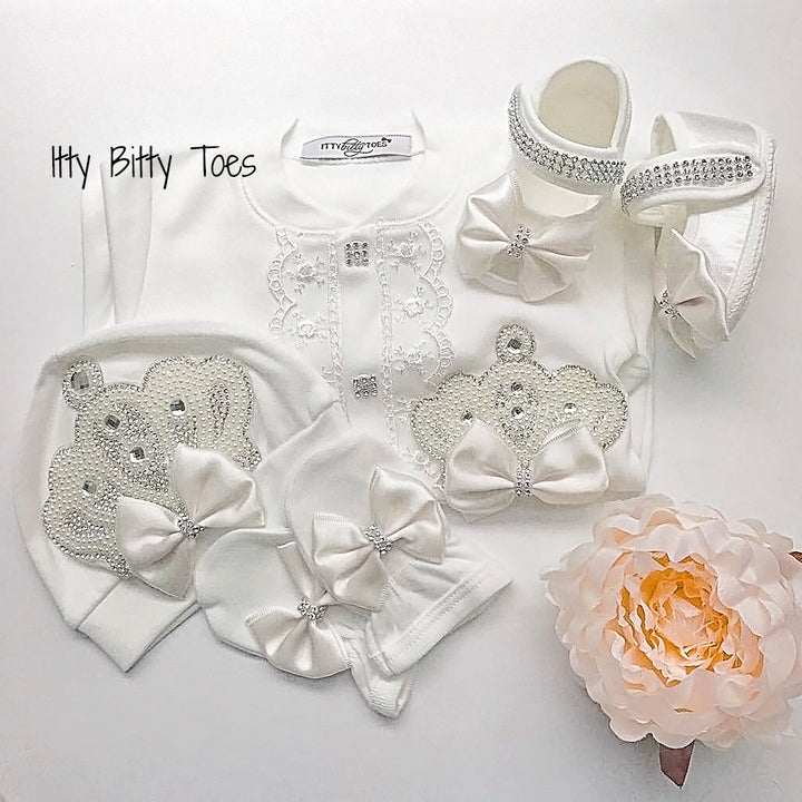 Crown Jewels Set (White) - Newborn Set - Itty Bitty Toes