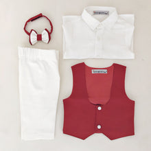 William Vest Set (Burgundy) - Couture - Itty Bitty Toes