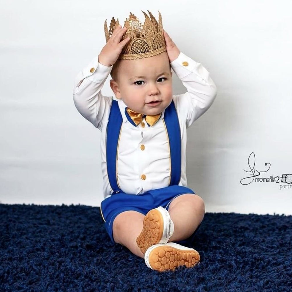 Charlie Shorts Set (Royal Blue & Gold) - Couture - Itty Bitty Toes