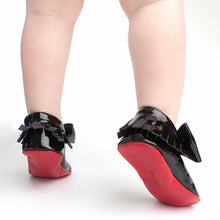 Red Bottom Moccs (Black Bow) - Shoes - Itty Bitty Toes