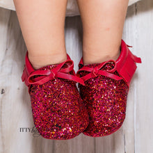 Sparkly Moccs (Red) - Shoes - Itty Bitty Toes
